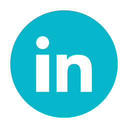 A LinkedIn icon branded in Customer First Digital light blue